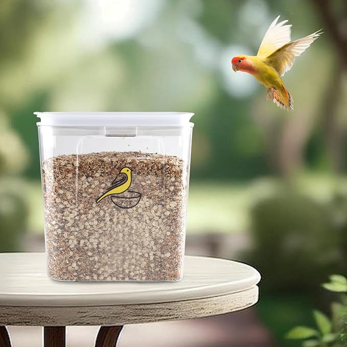 135 oz Pet Food Storage Containers-Airtight Bird Seed Storage Container with Easy Pour Spouts-Irregular Shape Wild Bird Seed Dispenser -BPA-Free Plastic for PetBirds Parakeets Finches Food Storage