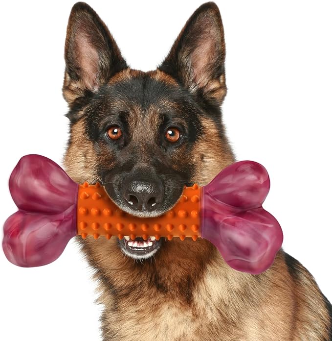 Apasiri Dog Toys for Aggressive Chewers Peanut Butter Flavored, 8" Tough Dog Chew Bone, Nylon & Rubber Chew Toy, Dog Bone Toy for Large Medium Breed 20-80lbs