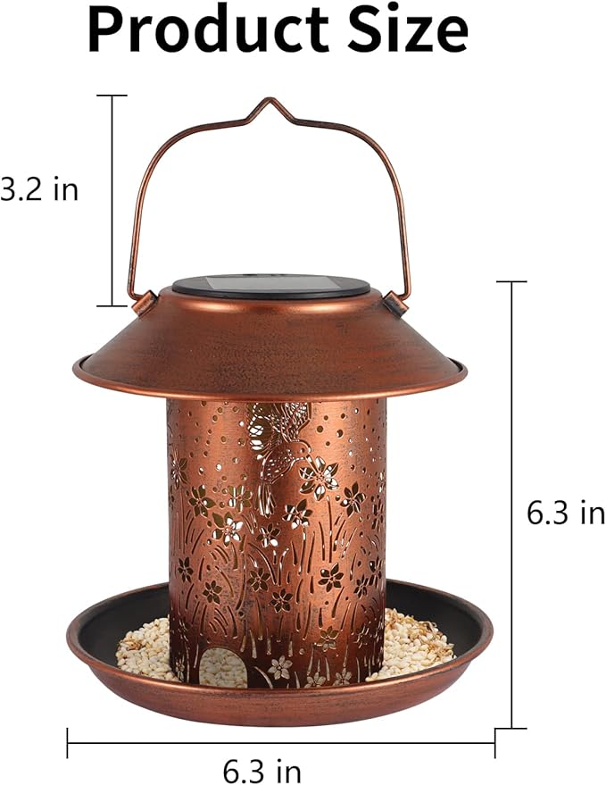 Bird Feeders for Outdoors Hummingbird Solar Lanterns Outdoor Waterproof Garden Decor Gifts for Women Mom Grandma Metal Solar Decoration Outside LED Lanterns for Yard, Patio, Lawn, Pathway(2 Pack)