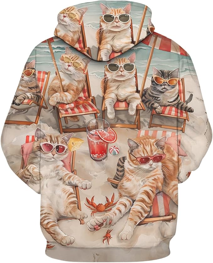 Unisex Adults 3D Dog Cat Printed Hoodies for Men Women Pullover Novelty Sweatshirts with Pockets