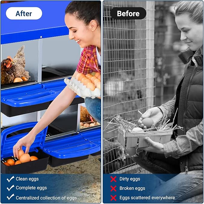 Chicken Nesting Box, 8 Hole 2 Layer Hen Nest Boxes, Roll Away Eggs Laying Boxes,Cleanable Pull Out Hen Roosting Boxes