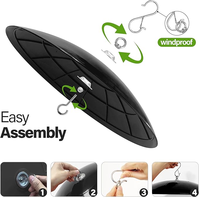 Bird Feeder Dome Guard,Squirrel Baffle for Hanging Feeder,16-Inch Squirrel Cover for Shepherd's Hook in The Outdoors (Black), 2 Pack