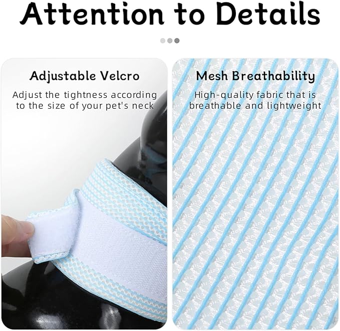 Cat Neck Brace Cover - Breathable & Adjustable Elizabethan Collar for Post-Surgery Recovery Anti-Scratch Anti-Lick Protection, Cervical Cone for Small Medium Large Dogs Puppies Kittens (X-Small,Pink)