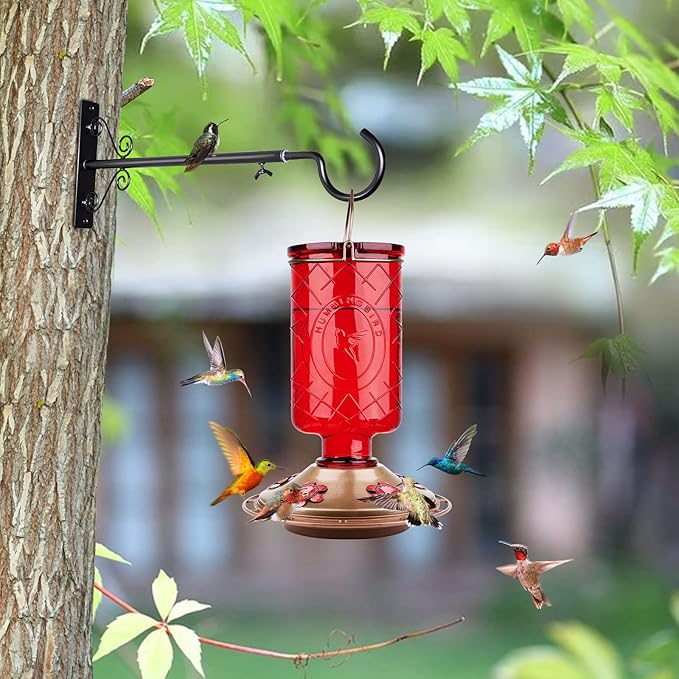 BOLITE Bird Feeder Hanger(16 to 24 Inch), Adjustable Hanging Plant Brackets, Wall Hooks for Hanging Bird Feeders, Planters, Lanterns, Wind Chimes, String Lights, 2 Pack, Black