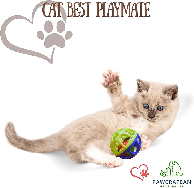 Large Cat Ball Toy with Bell - Durable, Self-Entertainment, Colorful Indoor Exercise (Yellow & Purple) (Purple & Yellow)