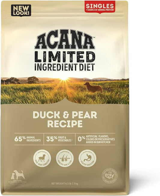 ACANA Singles Limited Ingredient Grain Free High Protein Dry Dog Food Duck & Pear Recipe 4.5lb Bag