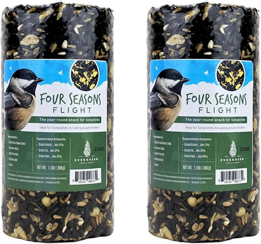 Birdseed Cylinders with Hole - Bird Seed for Outside Wild Birds (Small Cylinder, Four Seasons Flight 2pc)