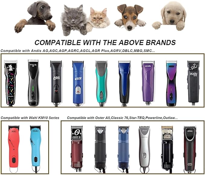 2PCS 4FC Blades Dog Grooming Blades Compatible with Andis Dog Clippers,Dog Clipper Blades Compatible with Oster A5,Wahl km10 Dog Clippers for Animal Dog Cat Horse,Stainless-Steel Blade Sharp