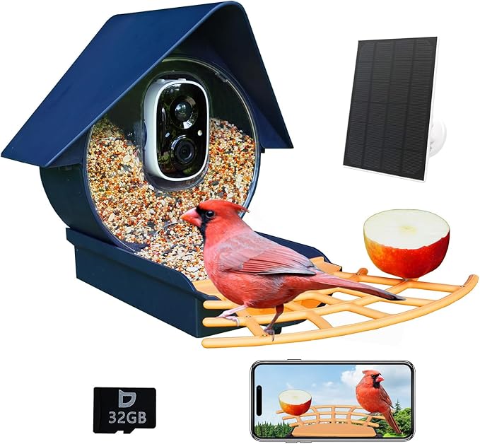 Birdkiss Smart Bird Feeder with Camera, Birds Watching Camera, Auto Capture Birds Videos & Motion Detection, AI Identify Species, Wireless Bird Feeders for Outdoors, Ideal Present for Mom