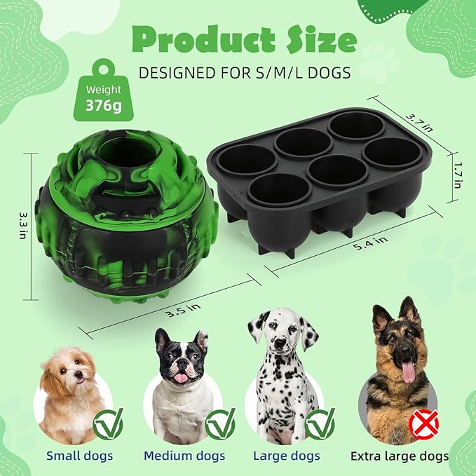 Dog Toys for Boredom - Frozen Treats Toy, Dog Toy Refillable Freezable Dog Food, Reduces Anxiety Chew Toy, Easy to Clean Interactive Dog Puzzle Toys, Treats Dispensing Dog Toys, 4-IN-1 Enrichment Toys