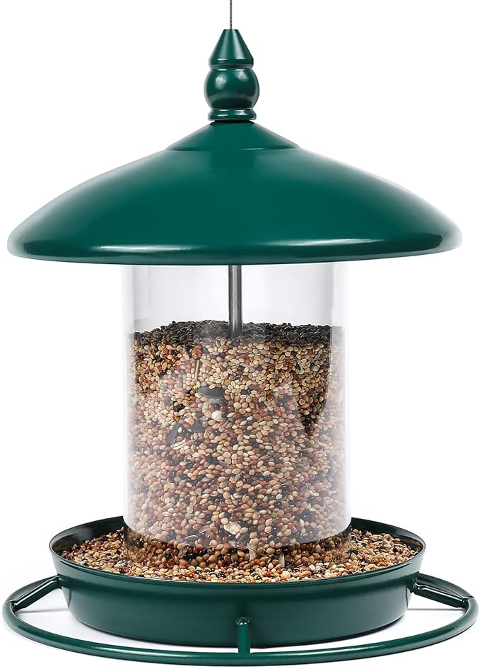 Bird Feeder for Outdoors - 360° Feeding Perch. Green