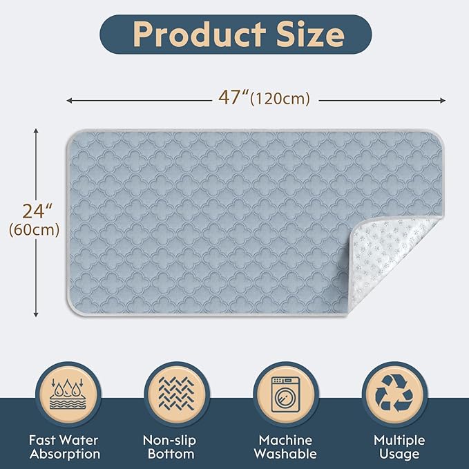 Washable Guinea Pig Cage Liner - 4 Pack Reusable Washable Pee Pads，Waterproof Guinea Pig Bedding for Small Animal - Rabbit Bunny Hamster Puppy (Light Grey, 24" X 47" - 4 Pack)