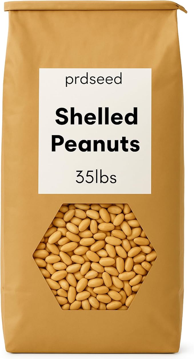 Fresh Shelled Peanuts for Birds & Squirrels - Raw Wildlife Peanuts, No Mess Bird Seed, No Waste Bird Seed for Wild Birds & Backyard Squirrels (35lbs)