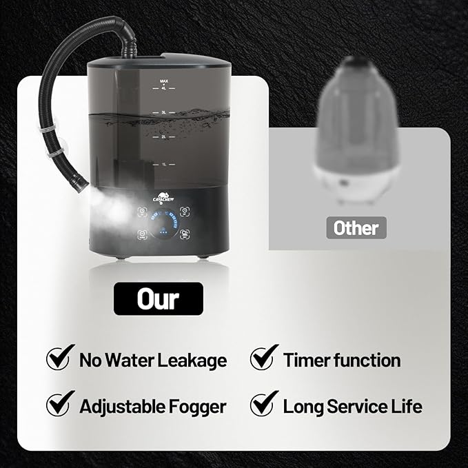 4L Reptile Humidifier Fogger Top Fill, Automatic Misting System for Reptiles, Adjustable Fogging, Leak-Proof, Timing Terrarium Mister Tank Humidifier for Snake Chameleon Frog Hermit Crab