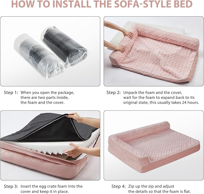 BFPETHOME Orthopedic Dog Beds for Large Dogs-Waterproof Sofa Pet Bed with Removable Washable Cover, Big Dog Bed with Waterproof Lining and Nonskid Bottom,Pet Bed for Large Dogs