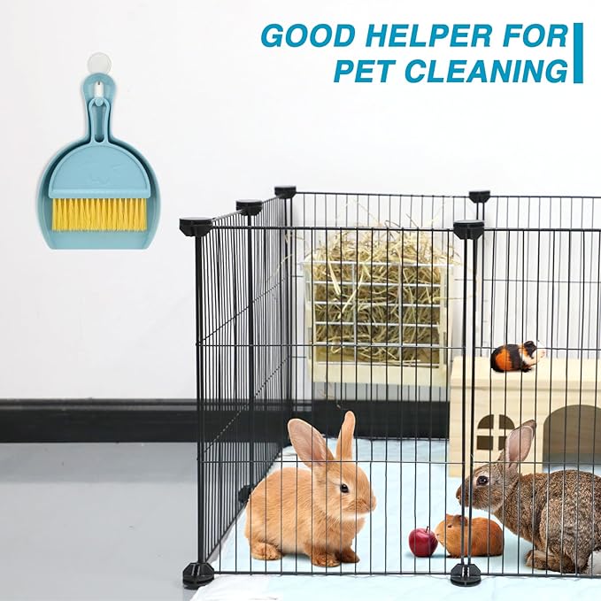 RYPET Pet Cage Cleaning Tool-Small Broom and Dustpan Set, Mini Dustpan and Whisk Brush Set for Guinea Pig Chinchilla Hamster Ferret Hedgehog Rabbit Reptile, Cage Cleaner for Small Animal Waste Bule