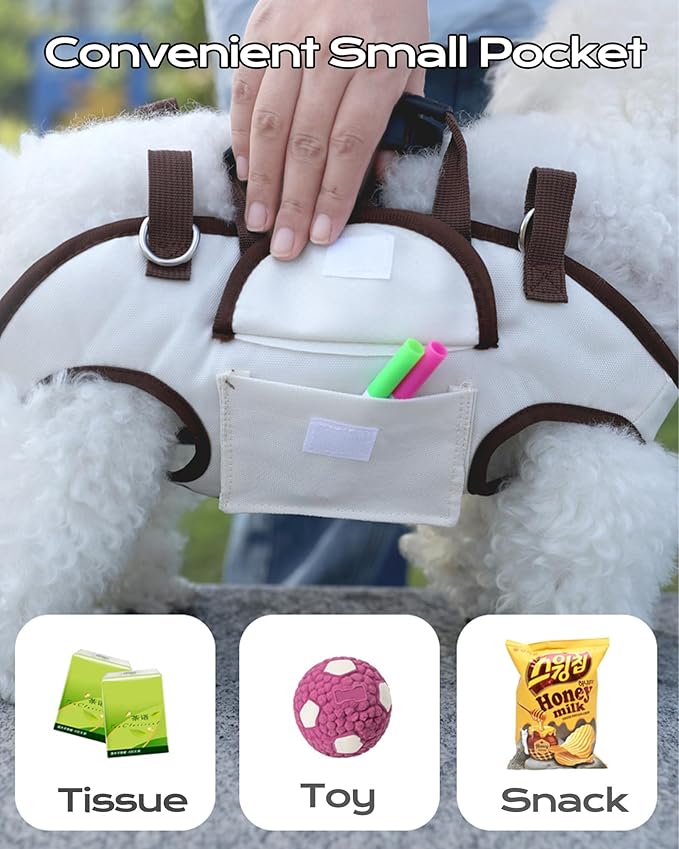 Dog Carry Sling, Full Body Sling with Handle, Hands Free Shoulder Carrier for Senior Dogs Joint Injuries, Joint Injuries, Up and Down Stairs (M, 8.8~14.3 lbs)