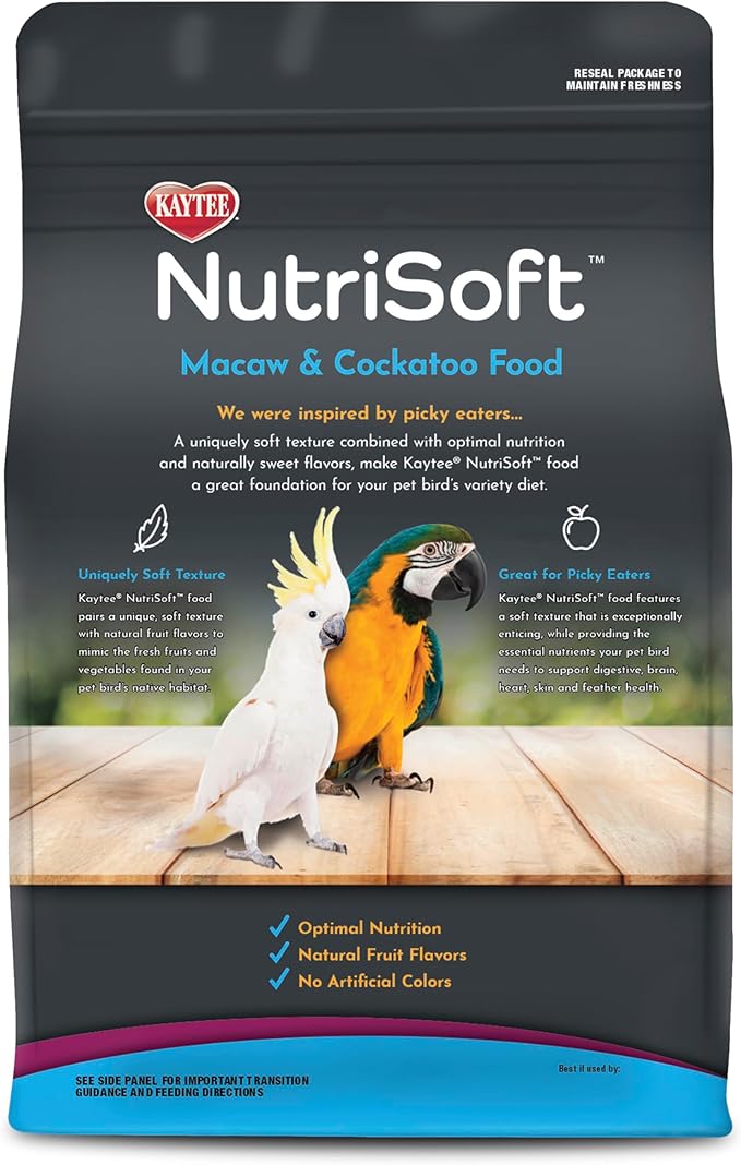 Kaytee Nutri Soft Pet Macaw & Cockatoo Bird Food, 3 Pound