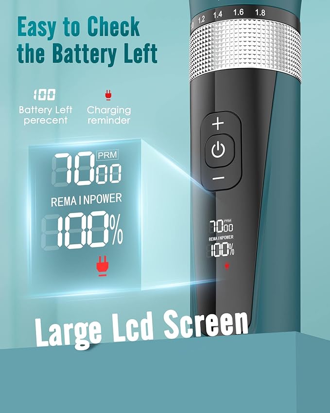 oneisall Cat Clippers for Matted Hair, 5-Speed Quiet Cat Grooming kit, Cordless Pet Shaver for Long Hair,Waterproof Pet Hair Trimmer, Pet Clippers for Cats(Green)