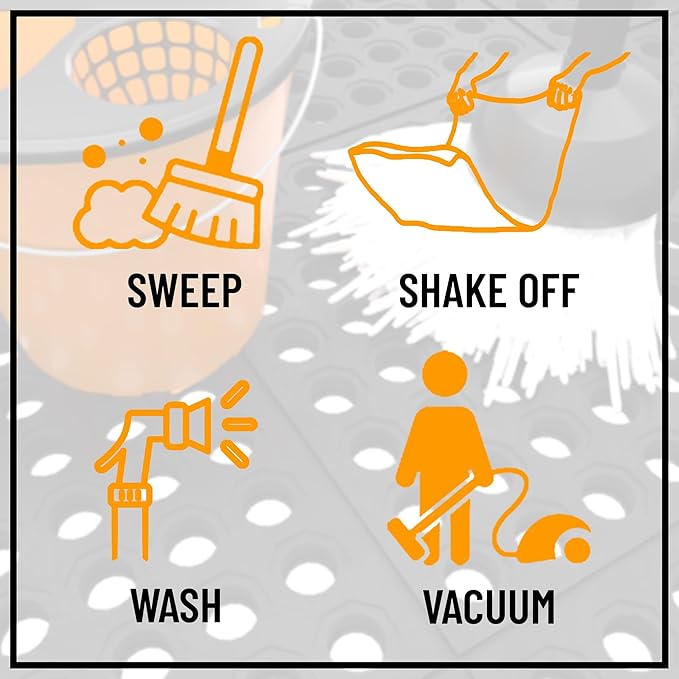 Ottomanson Heavy Duty Rubber Floor Mat – Non-Slip, Waterproof, Easy to Clean – Anti-Fatigue Mat for Commercial Kitchens, Restaurants, Workshops – Oil Resistant, Hose Washable – 36" x 36", Black