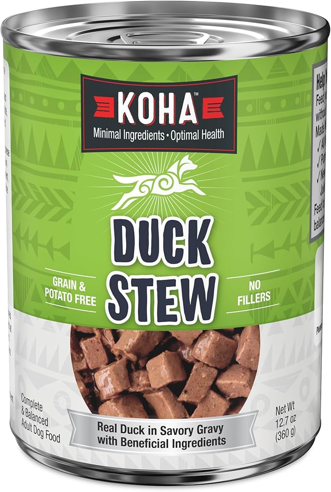 KOHA Minimal Ingredient Duck Stew for Dogs, High Protein Limited Ingredient Dog Food, 12.7oz Cans (Case of 12)