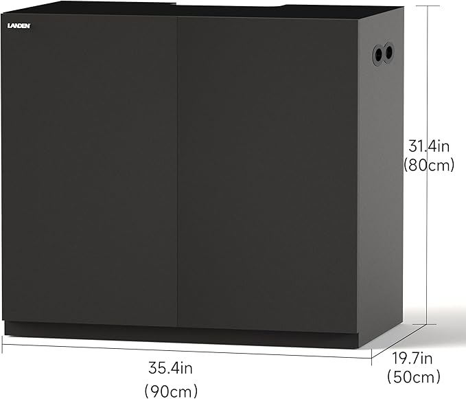 LANDEN Aquarium Wooden Stand and Cabinet for up to 55 Gal Tank, Fish Reptile Sea Salt WaterTank Stand, Nano Foam Leveling Mat Included, W35.5xD19.7xH31.5 in, Wooden Matte Black Painted(Stand Only)