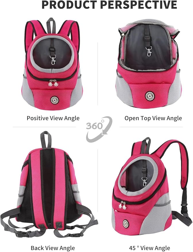 Pet Carrier Backpack,Breathable Dog Backpack Carrier with Adjustable Straps,Side Storage Pockets,Dog Head-Out Backpacks with Safety Belt,Puppy Front and Back Carriers for Small Dogs Cats