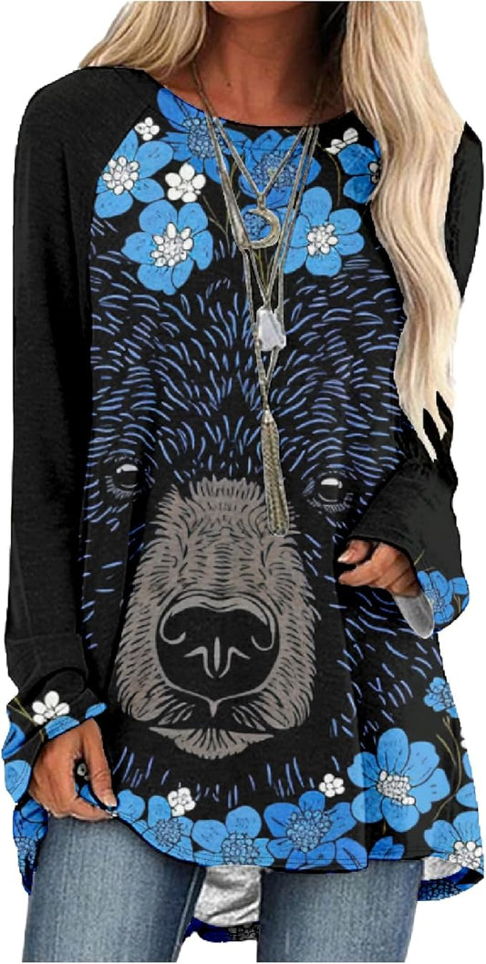 MARSVOVO Women Novelty Graphic Plus Size Sweater Crewneck Long Sleeve Cute Printed Loose Fit Casual Fall Sweaters Top