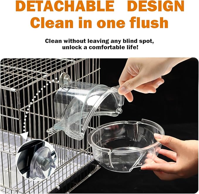 Bird Bath Box for Cage,Parrot Hanging Planet Bathtub No-Leakage Transparent Omnidirectional Observation Tub Shower Box Birds Cage Accessory for Canary Parrot Cockatiel Lovebird