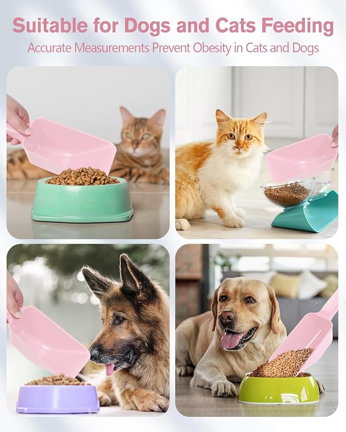2 Cup Dog Food Scoop(2 Pack), Plastic Pet Food Scoop with Measuring Lines for Accurate Pet Food Portions,Dishwasher Safe (Pink)