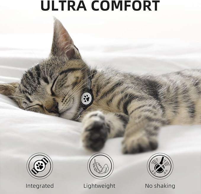 Waterproof Airtag Cat Collar, Reflective Cat Airtag Collar with Bell, Breakaway Cat collar AirTag Holder, Lightweight Kitten Collar for Apple Air tag, Cat GPS Collars for Girl Boy Cats, Kitten (Black)
