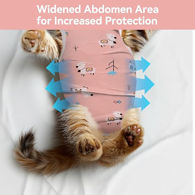 2 PCS Cat Recovery Suit for Spay Abdominal Wounds Female, Cat Onesie for Cats After Surgery, Pet Surgery Recovery Suit Kitten Onesie for Cats Anti Licking (Sweet (2PCS), Medium)