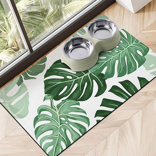 Dog Food Mat for Floors - Absorbent Bowl Mat for Food and Water Dispenser, Quick Dry Pet Supplies for Dogs and Cats