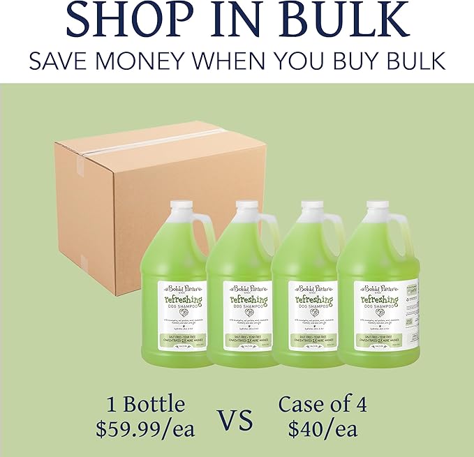 Bobbi Panter Refreshing Dog Shampoo - Hydrates & Soothes Skin & Fur, Minimizes Itching & Dander, Eucalyptus Mint Scent, 30:1 Concentrated Formula, Made in USA, 1 Gal. (Case of 4)
