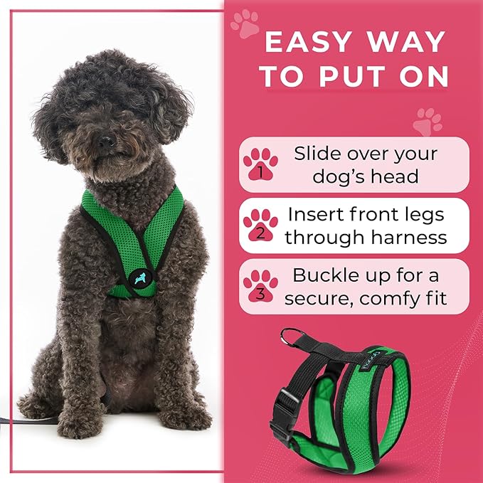 Gooby Comfort X Head in Harness - Hunter Green, Medium - No Pull Small Dog Harness Patented Choke-Free X Frame - On The Go Dog Harness for Medium Dogs No Pull or Small Dogs for Indoor and Outdoor Use