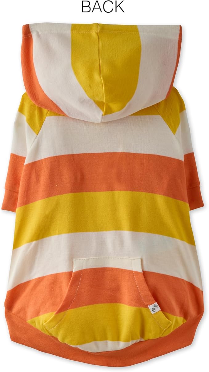 Rocky – The Orginal Lightweight Hooded TEE 100% Organic Cotton Dog Hoodie Pet Coat Sweater for Small, Medium, Large Dogs, Candy Corn, Large