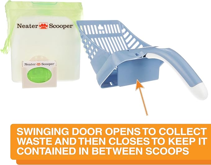 Neater Pet Brands Neater Scooper Standard Cat Litter Scoop, 15 Refill Bags – Mess-Free Cat Litter Scooper with Bag, Spill-Proof Kitty Box Sifter, Bin Doubles as Scoop Holder, For Single-Cat Households