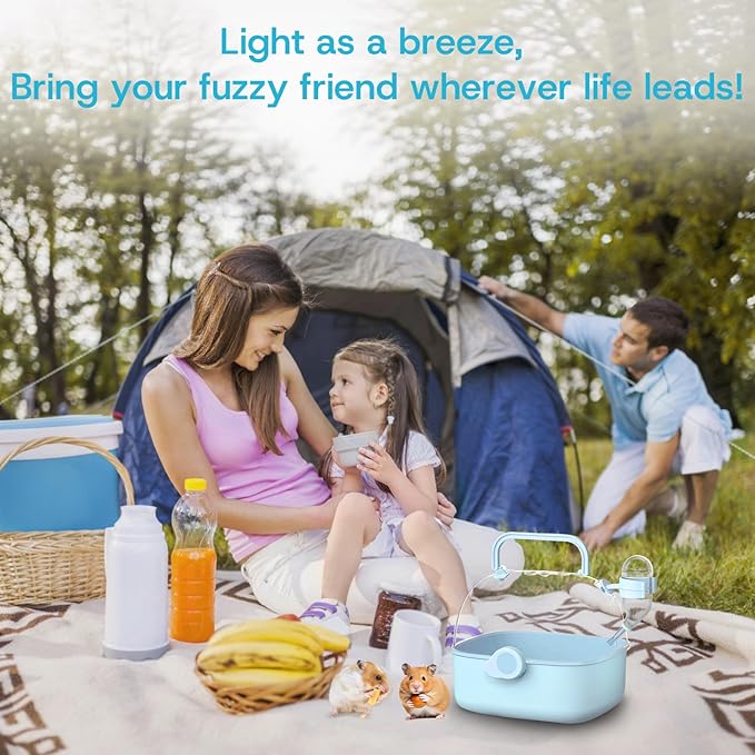 Portable Hamster Carrier Cage for Travel - Acrylic Small Animal Cage with Ventilation Holes,Escape-Proof Hamster Travel Cage for Outdoor Picnics, Vet Visits(Blue)