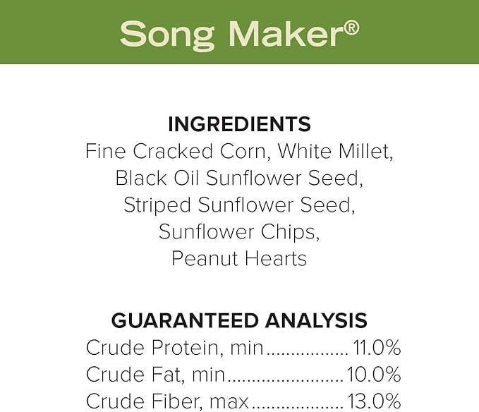 Blue Seal Song Maker Wild Bird Seed | Nutritious Blend, No Filler | Attracts a Wide Variety of Wild Outside Birds | Convenient Shell-Free Mix | Made in USA | 20 Pound Bag