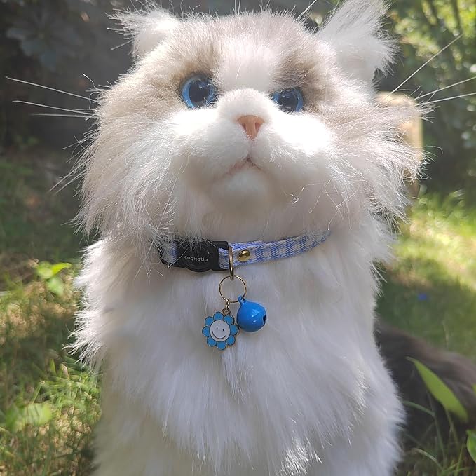 2 Pack Cotton Breakaway cat Collars with Bell,Safety Quick Release Pendant Cute Kitten Collar,Adjustable 20-30cm (Red+Vista Blue, 20-30cm)