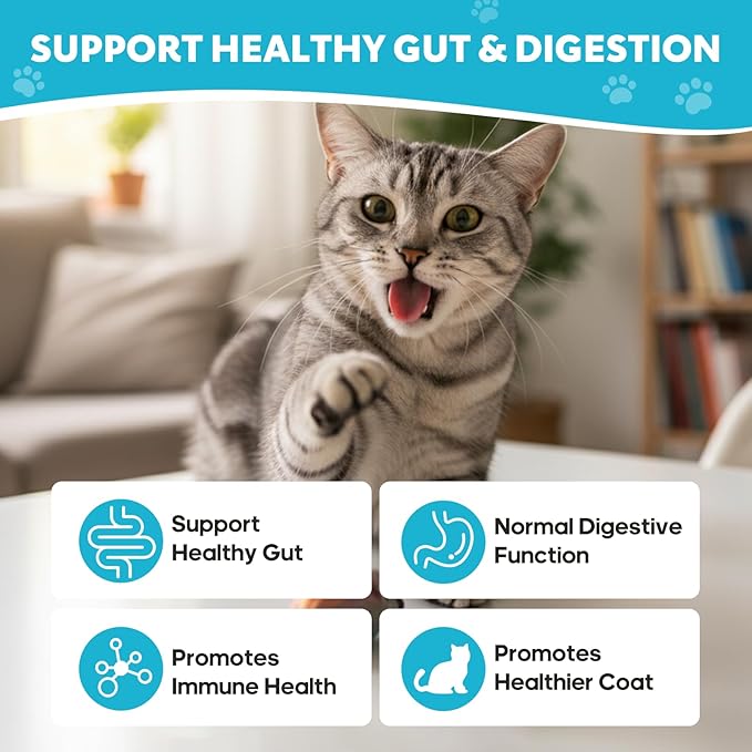 Probiotics for Cats - Cat Probiotic Supplement for Digestive & Gut Support, Diarrhea Relief, Immunity Booster, Cat Probiotic Powder with 9 Billion CFU and Prebiotics, 60 Capsules