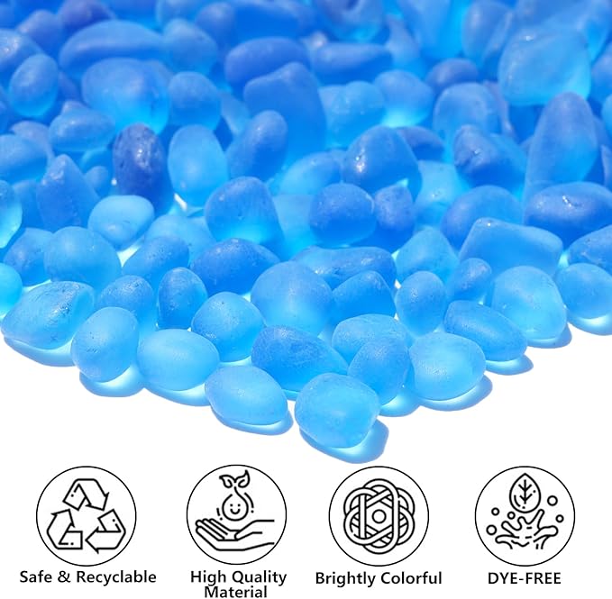 Sea Glass Stones - 2.9LB/46.4oz Aquarium Frosted Glass Pebbles Gemstones - Perfect for Aquarium Rocks, Fish Tank Gravel, Vase Fillers, Seaglass DIY Crafts, and Home Decor