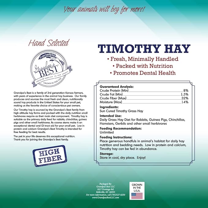 Grandpa's Best Timothy Hay Bale, 40 oz