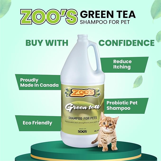 Zoo’s Green Tea Pet Shampoo Natural Organic with Minerals and Vitamins for Dog and Cat (4L / 1.32 gal)
