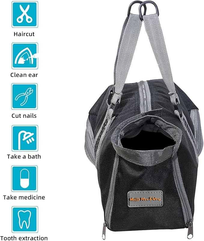 Cinf Cat Nail Clipping Cleaning Grooming Restraint Bag No Scratching Biting for Bathing Nail Trimming Injecting Examining(Black,S)