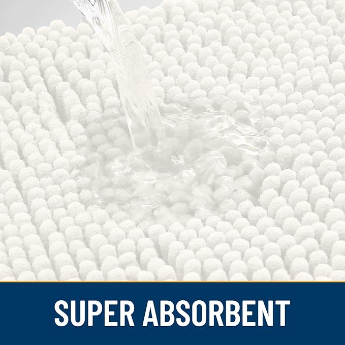 Smiry Dog Door Mat for Muddy Paws 36x24, Absorbs Moisture and Dirt Doormat, Non-Slip Washable Quick Dry Chenille Front Door Mat Indoor Entrance, Entryway Carpet for Inside Floor, Ivory