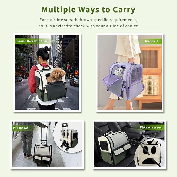 Cat Backpack Carrier,Pet Backpack for Small Dogs, Medium Cats, Maximum Weight 16 lbs,Sunshade and Breathable Dog Backpack Carrier,Ergonomic 3D Design for Hiking,Camping and Vet Visits (Green)