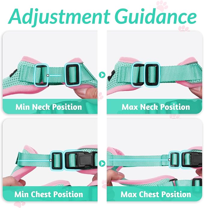 rabbitgoo Cat Harness and Leash for Walking, Escape Proof Soft Adjustable Vest Harnesses for Cats, Easy Control Breathable Reflective Strips Jacket, Pink&Light Green, XS