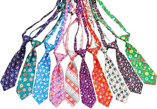 PET SHOW 10pcs Christmas Medium Dog Ties Neckties for Large Dogs Adjustable Holiday Grooming Accessories Neck Ties Bowties Girl Boy Festival Costumes Puppies Cats Photography Party Gift Favor