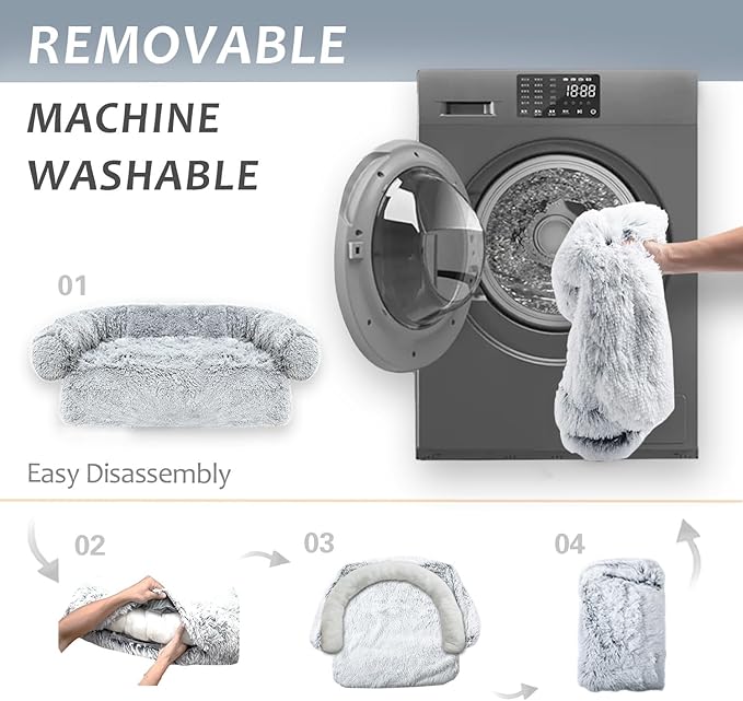 Tinaco Calming Dogs/Cats Bed Mats, Dog Pad Washable Removable Couch Cover, Plush Long Fur Mat for Pets, Waterproof Lining, Perfect for Small, Medium and Large Dogs and Cats (Gradient Gray, M)